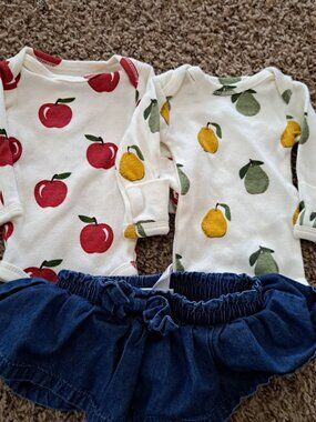 Touched by Nature Preemie 100% organic cotton onesies with newborn jean skirt